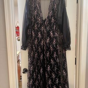 Black negligee with matching robe
